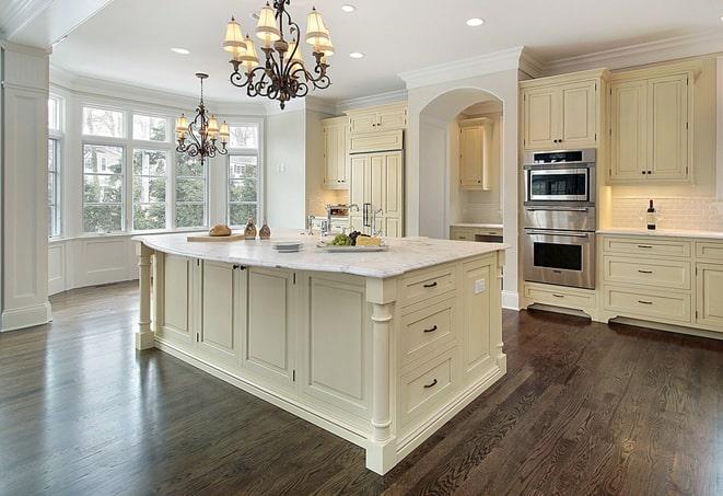 shiny laminate floors in a modern living room in Franklin, MA